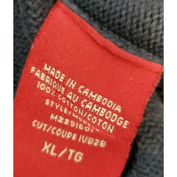 Guess Wine navyV-neck Knit Cotton Long Sleeve Lightweight Sweater Size XL - Picture 7 of 8